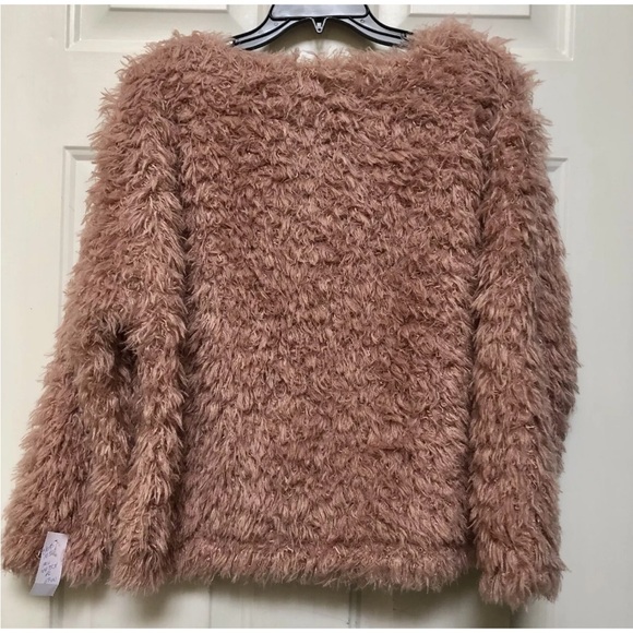 Skye's The Limit Women Pink Sweater Size Large Petite Pullover Crew Neck Faux Fu - Picture 3 of 7